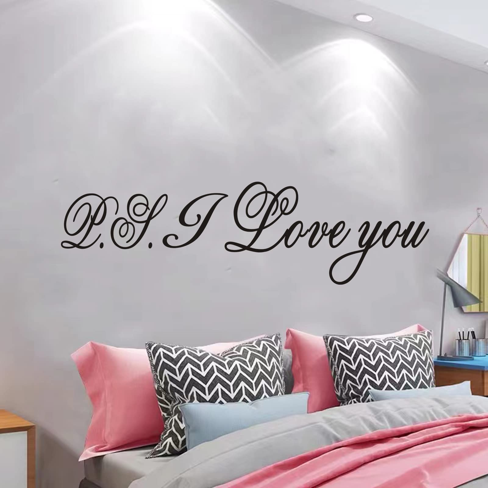 Wall Stickers, Wall Stickers for Bedrooms, (Easy to Install), Love Couples Marry Wedding Marriage for Bathroom Kitchen, Quotes Inspirational Home Vinyl Art Family Decor Words, P.S I Love You 35"X9.8"