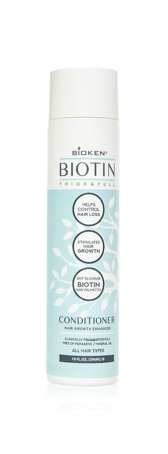 Bioken Thick & Full Hair Growth Enhancer Biotin Conditioner - All Hair Types, Helps Control Hair Loss, Stimulates Hair Growth & DHT Blocker… (10.1 oz): Beauty