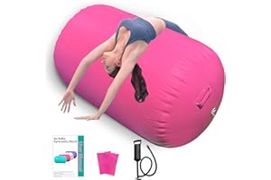 JL-INFLATE Air Roller Gymnastics Barrel, Air Track Tumbling Mat Equipment Inflatable Barrel Roller Back Handspring Trainer with Manual Pump for Yoga Cheerleading Home Gym Use