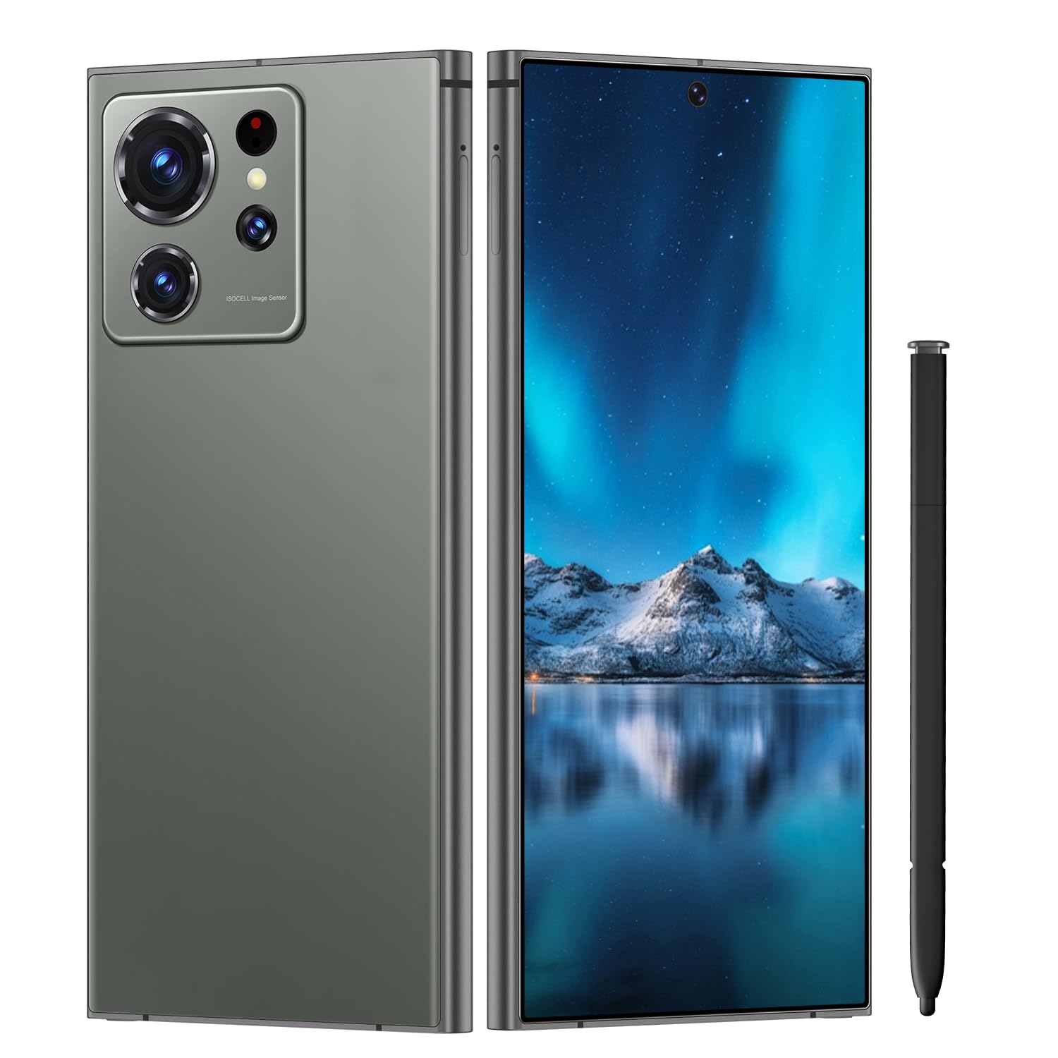 Photo 1 of S24 Ultra Unlocked Cell Phones Smartphone with Built-in Pen 8+256GB Android 13 Phones 6.8" HD Screen Dual SIM 108MP+48MP Camera 6800 mAh (Green)