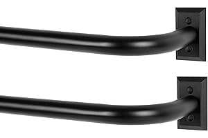 TANGWIN Black Wrap Around Curtain Rods,2 Pack Black Curtain Rods for windows 48 to 84 inch(4-7Ft),Adjustable Blackout Curtain Rod,1”Diameter Room Darkening Drapery Rods,Window Curtains Rod 48-90",Matte Black