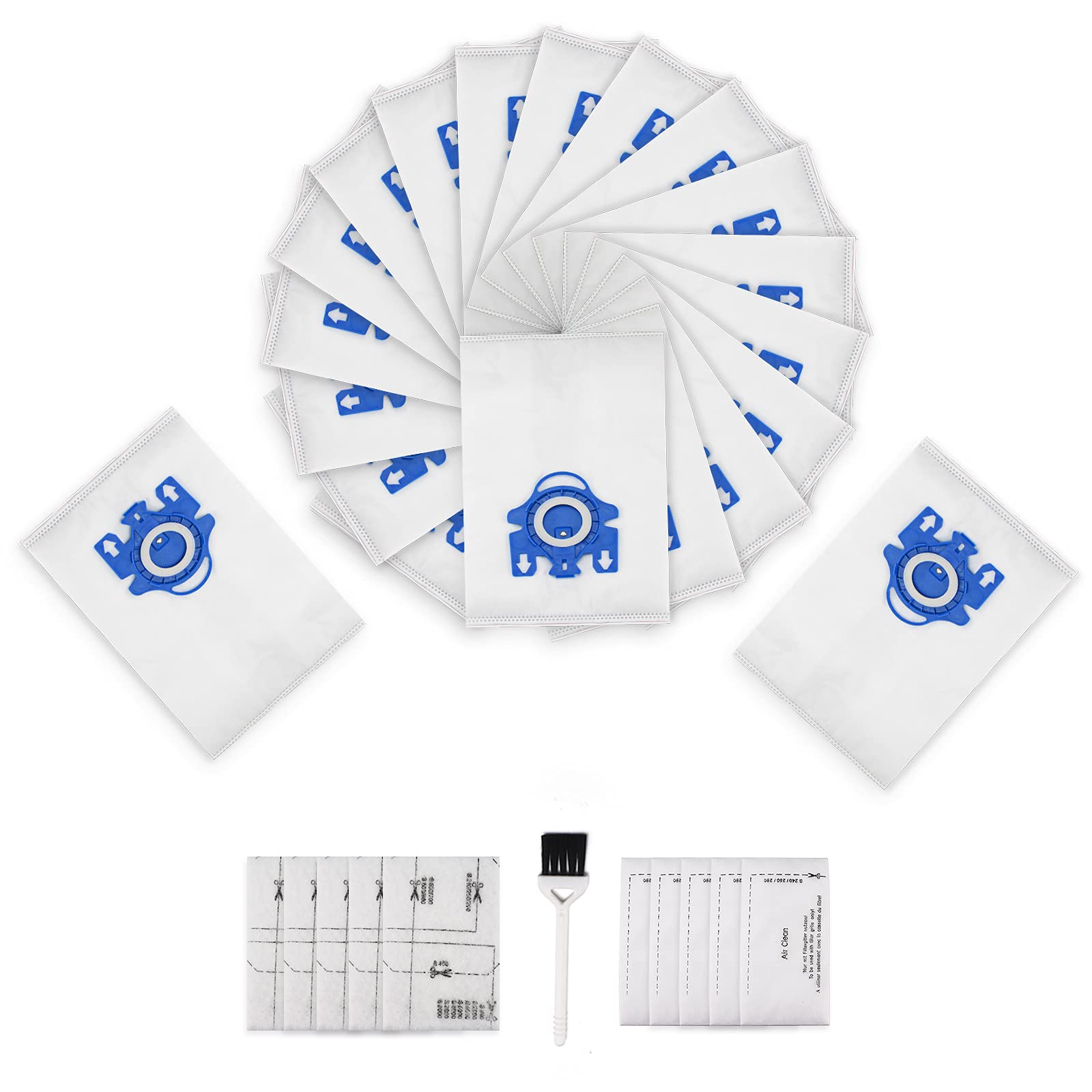 Improvedhand 20 Packs 3D Airclean Bags Replacement for Miele GN Vacuum Classic C1 Complete C1 Complete C2 S227 S240 S270 S400 S2 S5 S8 Series with 5 Motor Protection Filters, 5 AirClean Filters