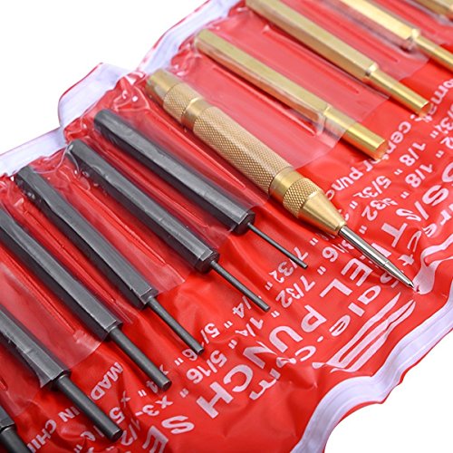 NEW 18pcs Brass & Steel Punch Set Solid w/ Automatic Pin Center Pouch ..(from#_ywgate, #UGEIO21361511480053