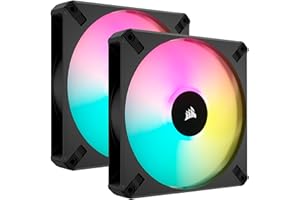 Corsair iCUE AF140 RGB Elite 140mm PWM Dual Fan Kit - Eight RGB LEDs Per Fan - AirGuide Technology - Fluid Dynamic Bearing - Zero RPM Fan Mode - Included iCUE Lighting Node CORE Controller - Black