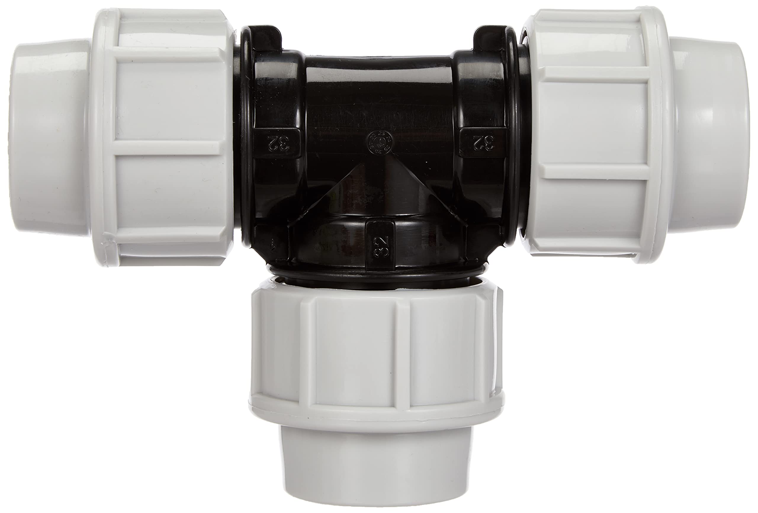 SOMATHERM FOR YOU ///3731-32E Ty Equal to 90° 32 Plastic T-Shirt for D32 Pipe-External Suit, White-Space, PE Ø32 mm