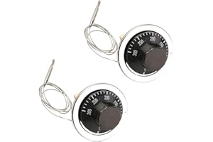 TOOLOFLIFE AC 250V 16A 50-300℃ Temperature Control Switch Universal Capillary Thermostat for Electric Oven, Balck, Pack of 2