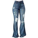 PEIHOT Vintage Bell Bottoms Flare Jeans for Women 90s High Waist Ripped Distressed Wide Leg High Rise Denim Pants
