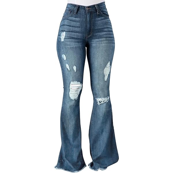 FELIM フェリム　HW BELL BOTTOM DENIM / BLU Fanxing Flare Jeans for Women, Women's Bootcut Bell Bottom