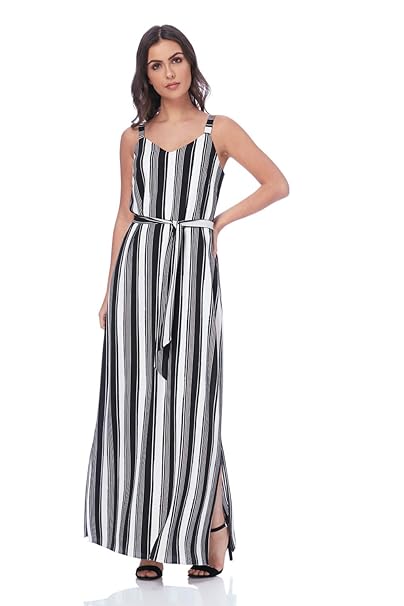 black and white striped sundress
