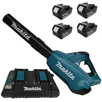 Makita Akku-Gebläse DUB362PT4, 2x18Volt Laubgebläse, blau/schwarz, 4x Li-Ionen