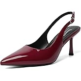 Susanny Slingback Heels for Women Pointed Closed Toe Stiletto Kitten Women's Sexy High Heeled Pumps Stray Casual Dressy Shoes Comfortable Wedding Brida Party Office