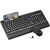 seenda Bluetooth Keyboard and Mouse Combo, COE201 3 Multi-Device Connection Keyboard Mouse with Phone Holder, Full Size Wireless Ergonomic Compatible for Windows, Laptop, MacBook, iPad,Black