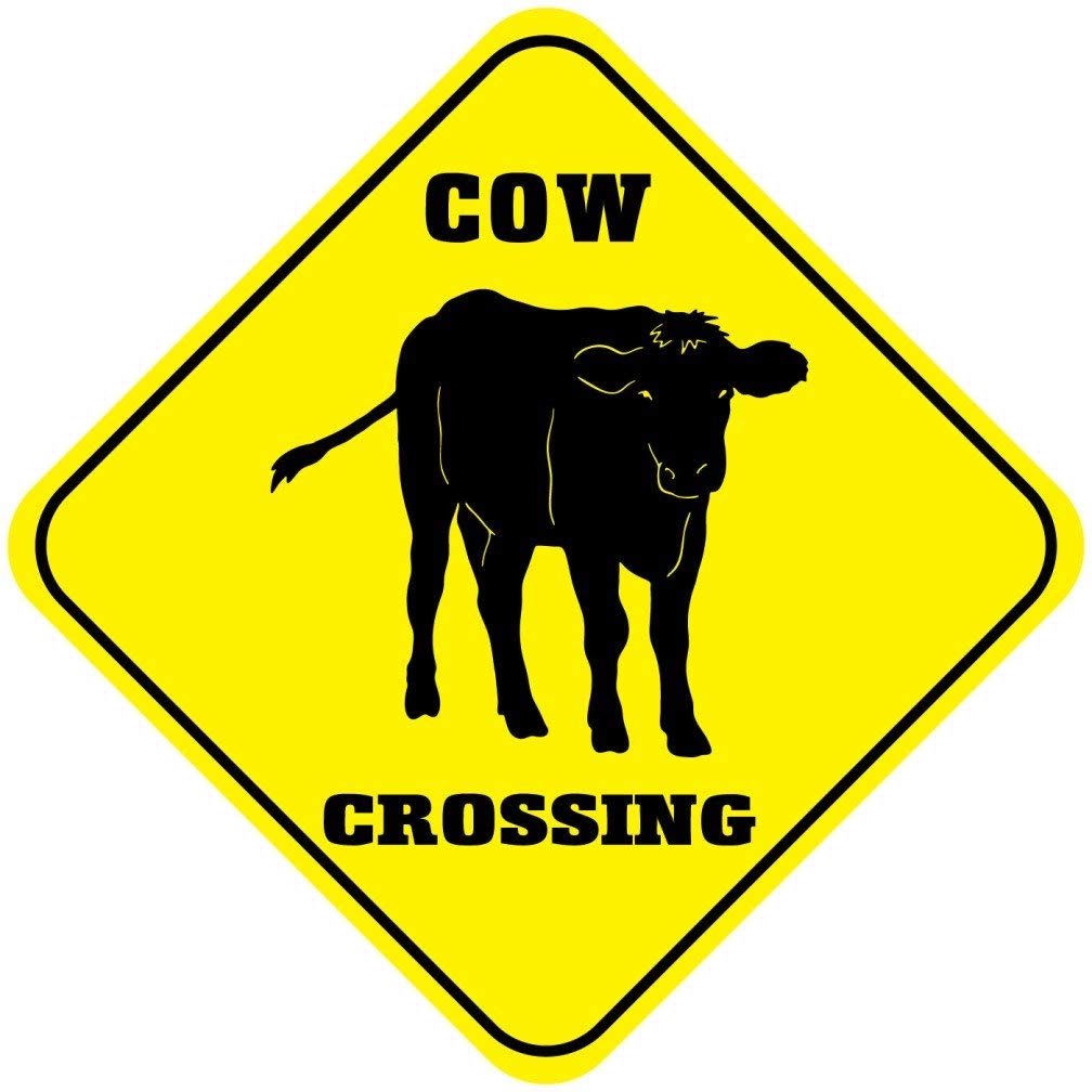 BESTWD Aluminum Cross Sign Cow Crossing Style C Metal Wall Decor - 12"x12"