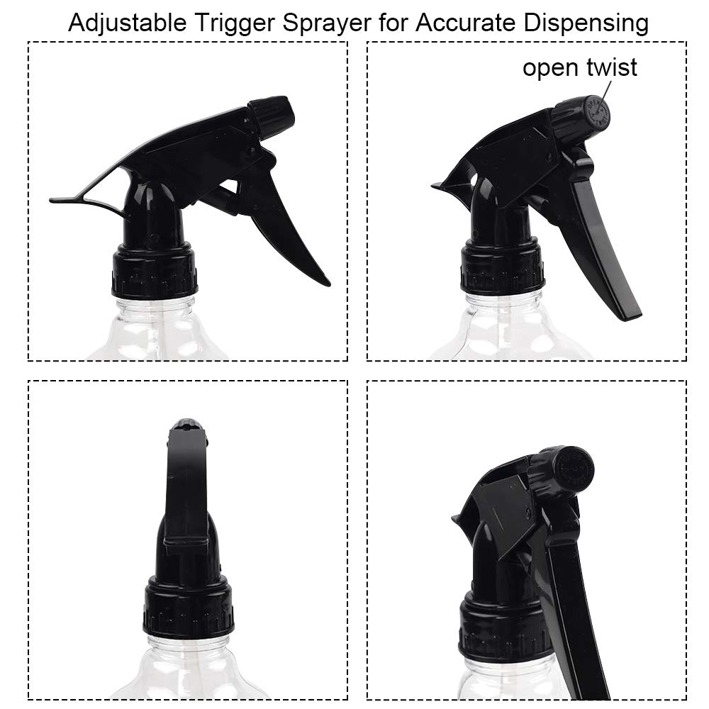 Plastic Spray Bottles 2pcs 16oz Empty Clear Spray Bottle with Black Trigger Sprayers and 1 Replacement Trigger, Adjustable Nozzle, for Cleaning Solutions, Planting, Cooking: Beauty