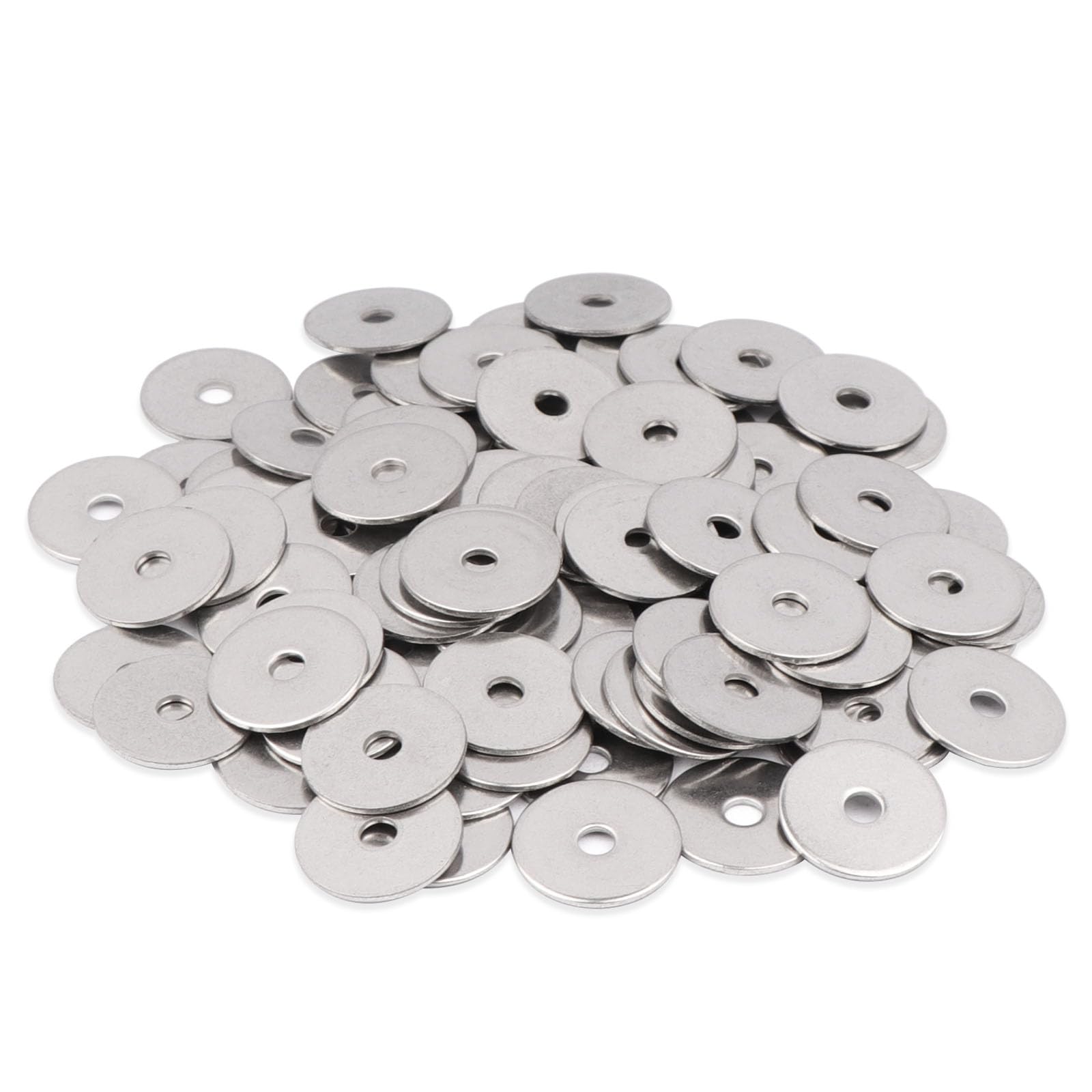 Photo 1 of 100PCS #8 x 3/4" Fender Washers, 18-8(304) Stainless Steel Flat Fender Washer, 3/16'' ID x 3/4" OD, 0.045'' Thick