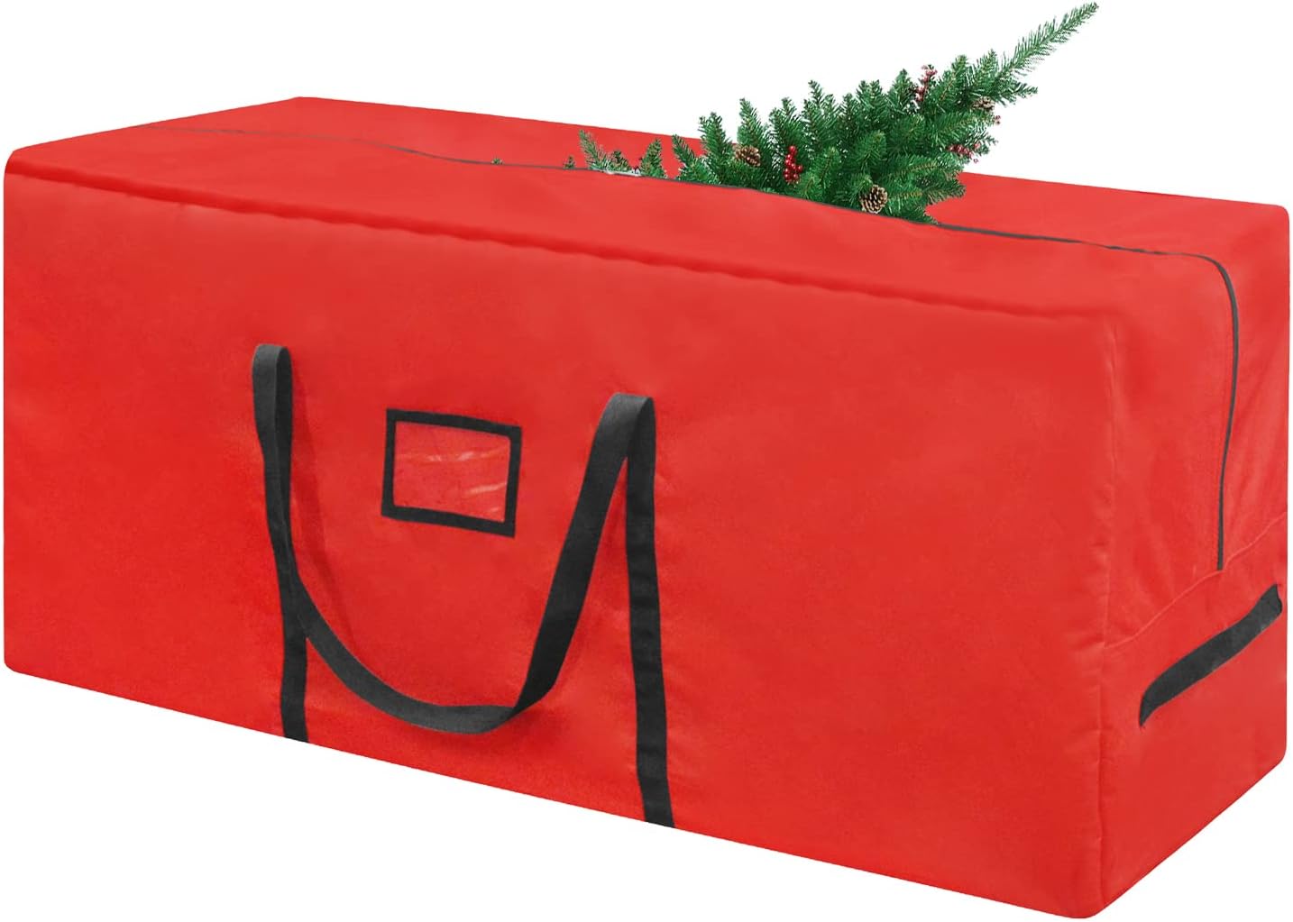 Holiday Décor Storage - GOOSH Christmas Tree Storage Bags - Fits Up to 7.5 Foot Holiday Xmas Disassembled Trees, Large Red Waterproof Storage Bag with Durable Reinforced Handles & Dual Zipper