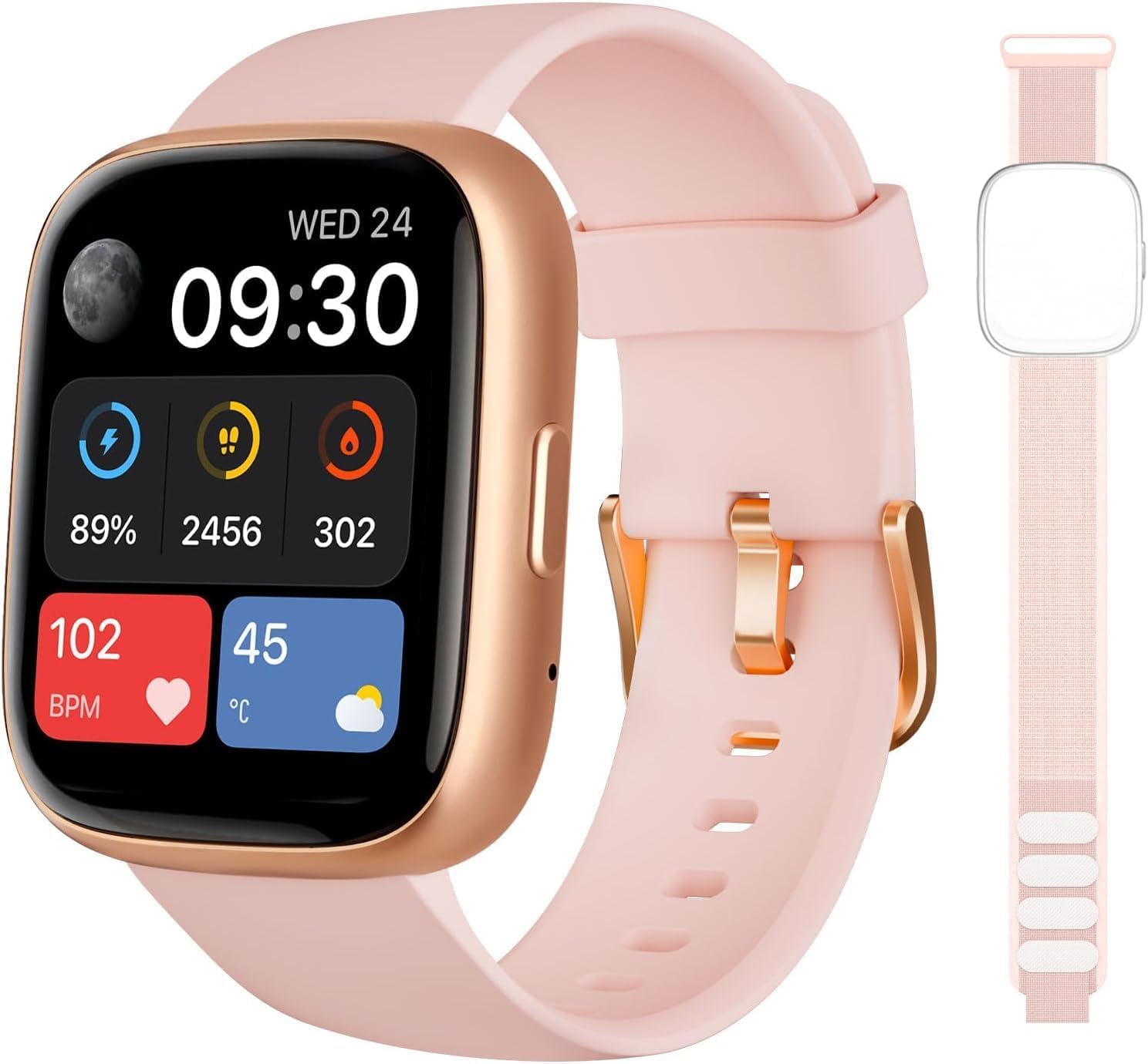 TOOBUR Smart Watch for Women, Alexa Built-in, Answer/Make Calls, 1.83" Fitness Tracker Watch with Heart Rate/Sleep Tracker, Pedometer, IP68 Waterproof Smartwatch Compatible Android iOS