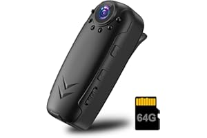 WOTCHA Body Camera, 1080P HD Portable Body Cam with 64GB Memory Card, Night Vision IR, Motion Detection, Loop Recording, 8-10HR Battery Mini Video Bodycam for Traveling, Walking, Cycling