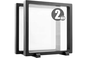 WISHDIAM 2 Pack Challenge Coin Display Case for Casino Chip, Insect, Arrowhead, Guitar Pick, Frame Stand Holder for Military Coin, AA Medallion, Stone, Picture, Dollar Bill, Specimen Box