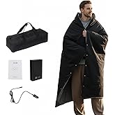 ZonLi Battery Heated Blanket Featuring 3M Thinsulate Fabric,Rechargeable 20V 40W Portable Heated Blanket with 3 Heating Levels,Includes 20000mAh Power Bank for Camping,Car,Stadium,Outdoors(Black)