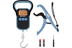 UNIWEIGH Digital Fish Scale Luggage Scale with Fish Lip Gripper, Backlight LCD Display 110lb/50kg Electronic Balance Digital 