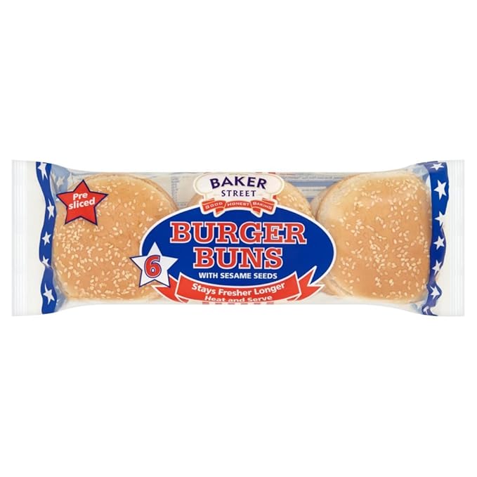 ( 9 Pack) Baker St Seeded Burger Bun 6pk Amazon.co.uk Grocery