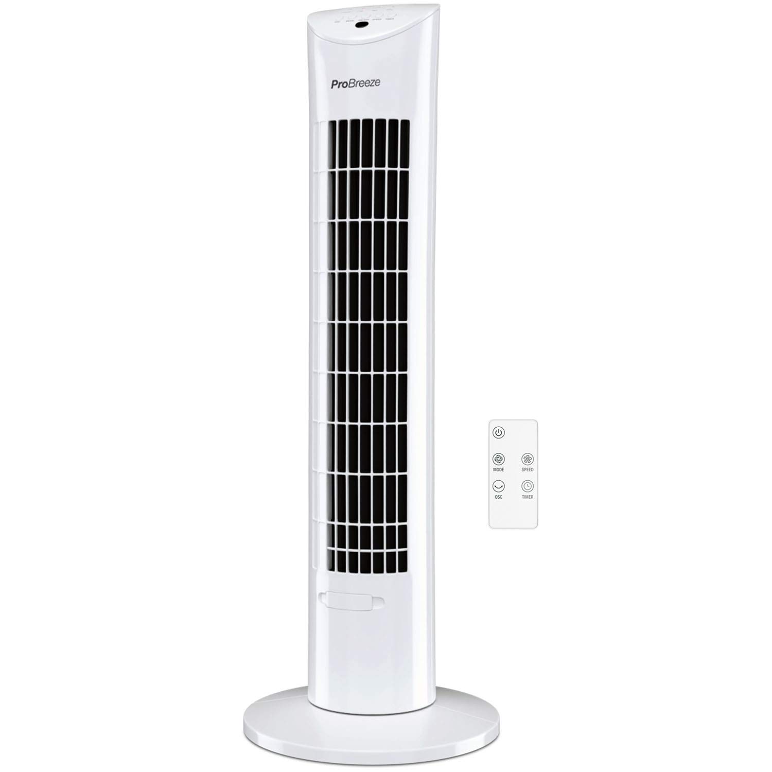 Pro Breeze® 30" Tower Fan with Oscillation, Ultra-Powerful 60W Motor, Remote Control, 7.5 Hour Timer and 3 Cooling Fan Modes for Home and Office