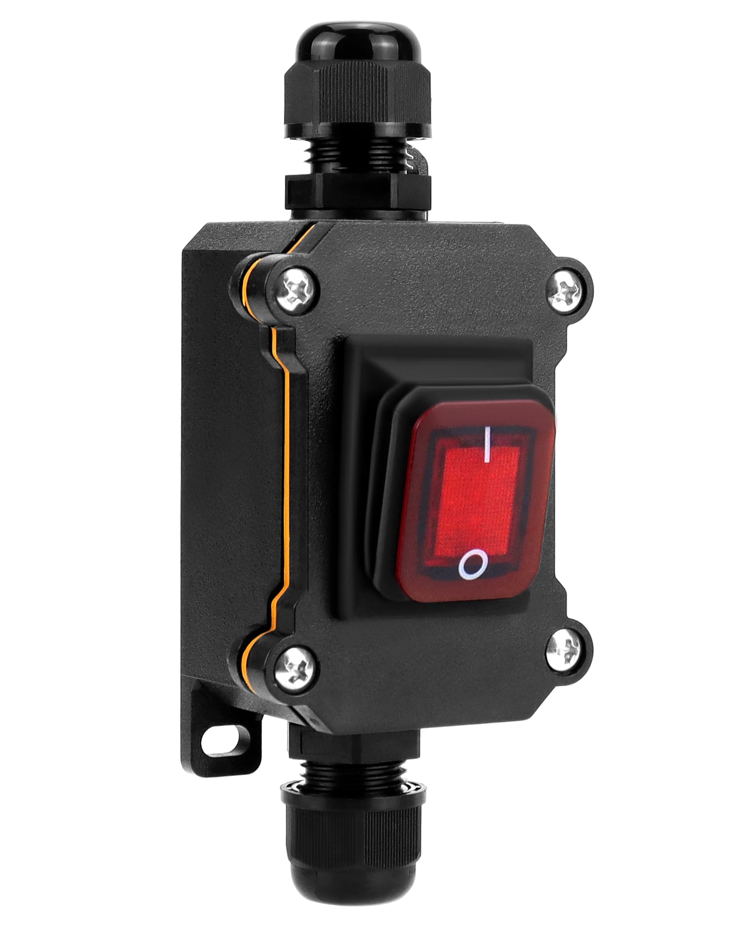 QWORK® IP65 Waterproof Inline Cord Switch with Red Indicator Light, 12-24V 30A, DPST Rocker Switch, Dual Position ON/OFF Control