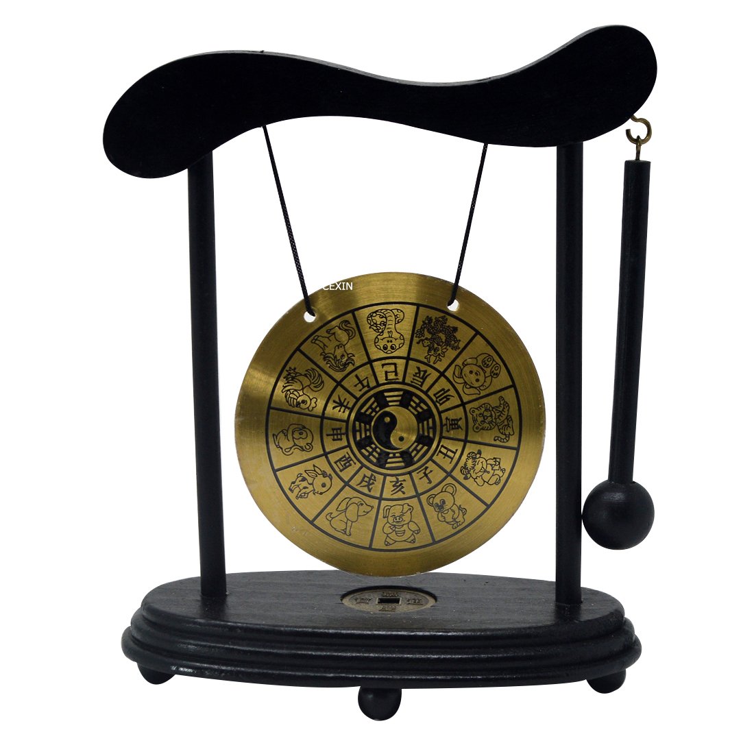 Zen Art Brass Feng Shui Desktop Zodiac Gong With Free Red String Bracelet W3359