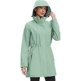 ATLASLAVA Rain Jacket Women Waterproof Long Raincoat Hood Lightweight Windbreaker Outdoor Coat S-3XL