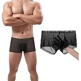 HASWECHYS Men's Sexy Underwear Ice Silk Sheer Boxer Briefs See Through Mesh Ultra Thin Transparent Trunk