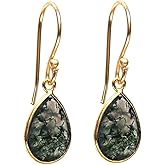 Gempires Teardrop Crystal Earring, Pear Shape Dangle Drop Earrings, Natural Gemstone Earring, Minimal, Everyday Wear, Hypoallergenic 14k Gold Plated, Gift for Mom Wife friend