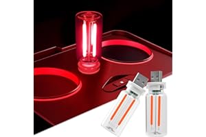 LYCARESUN 2 PCS Car USB Night Light Bulb, Touch Dimmable Car Interior Ambient Lights, Portable Mini USB Retro Glass Bottle Lamp Decorations for Vehicle, Bedroom, Hallway, Camping (Red)