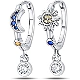 Cycuff 925 Sterling Silver Hoop Earrings Colorful Cubic Zirconia Jewelry Drop Earrings for Women Set Earring Gifts for Her