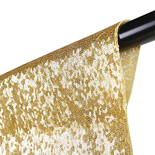 2PCS 2x8FT Sequin Backdrop Photography Background Curtain for Party Decoration (2FT x 8FT 2PCS, Gold)