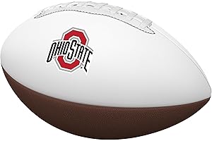 Logo Brands NCAA Official Size Autograph Football -Smooth White Panel for Nil Signatures, Display, or Nil Collecting NCAA Fan Memorabilia