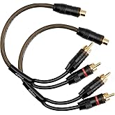 Install Link RCA Audio Cable for Subwoofer or Stereo Cable, Y Adapter 1-Female to 2-Male Splitter, 2pk