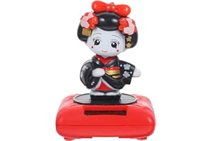 ABOOFAN Kimono Solar Dancers Kimono Girl Sculpture Dashboard Dancing Solar Powered Car Japanese Kimono Doll Geisha Figurine Ornament Car Interior Decor Puppet Car Decorations