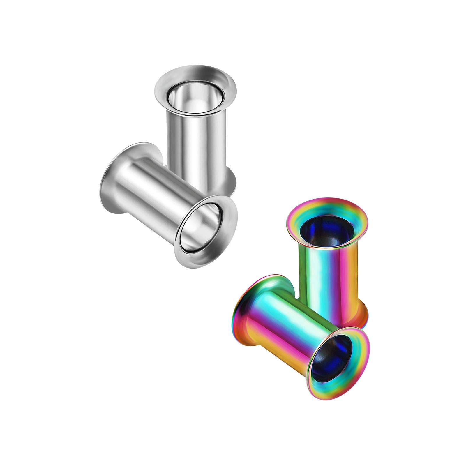 BanaVega 4pcs Anodized Steel Ear Gauges Double Flared Ear Expander Flesh Ear Gauges Lobe Gauge Jewelry See More Sizes Stainless Steel