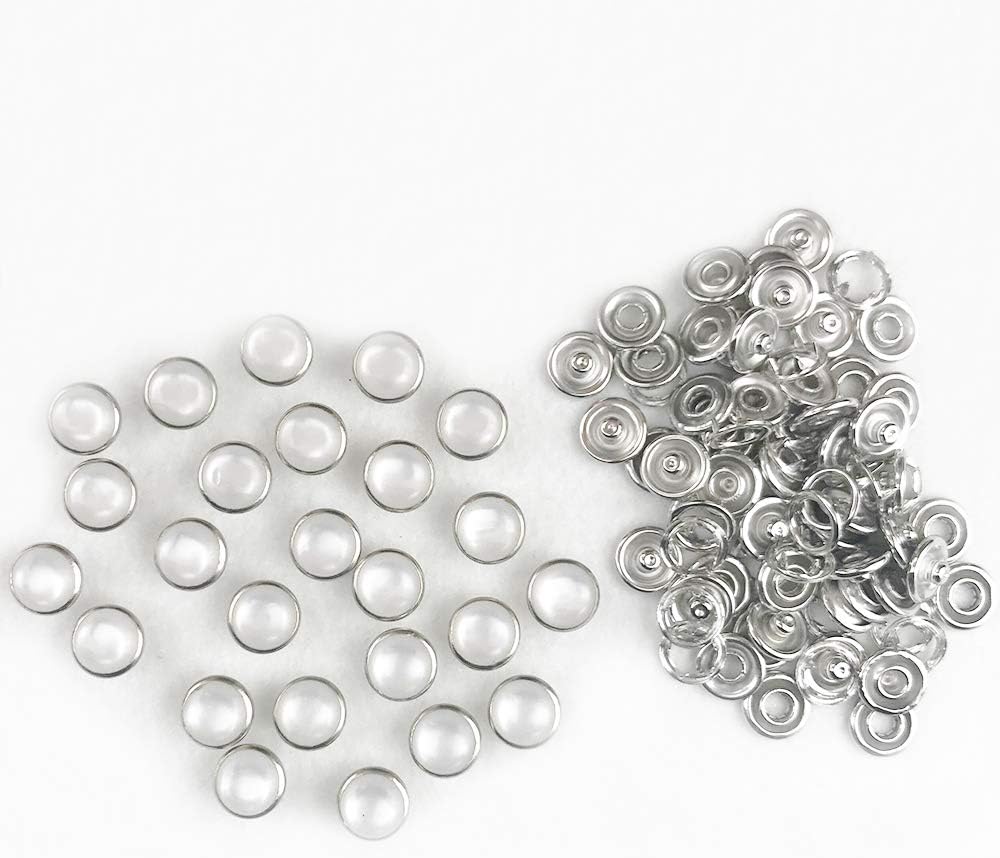 Pearl Snaps Fasteners Kit, 10mm Clothes Ring for Western Shirts Clothes Prong Ring Snaps