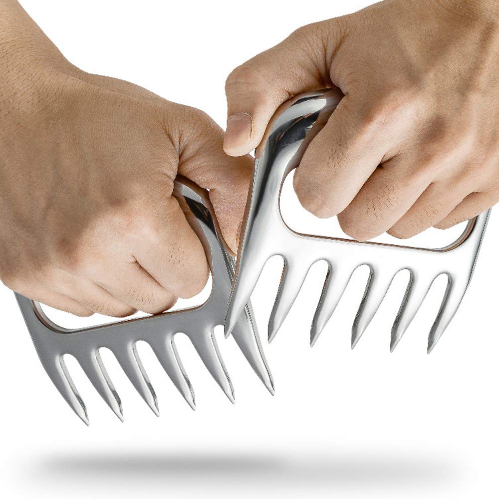 TAMUME Stainless Steel Meat Shredder Claws for Barbecue, Pack of 2 Meat Claws for Shredding, Barbecue Forks for Handling & Carving Meat