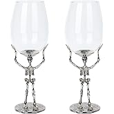 RHFF Halloween Skull Wine Glass, Skeleton Ghost Hand Wine Glass, Halloween Drinking Glasses, Skeleton Hand Goblet, Hotel Family Party Favors for Adults (C 2PCS)
