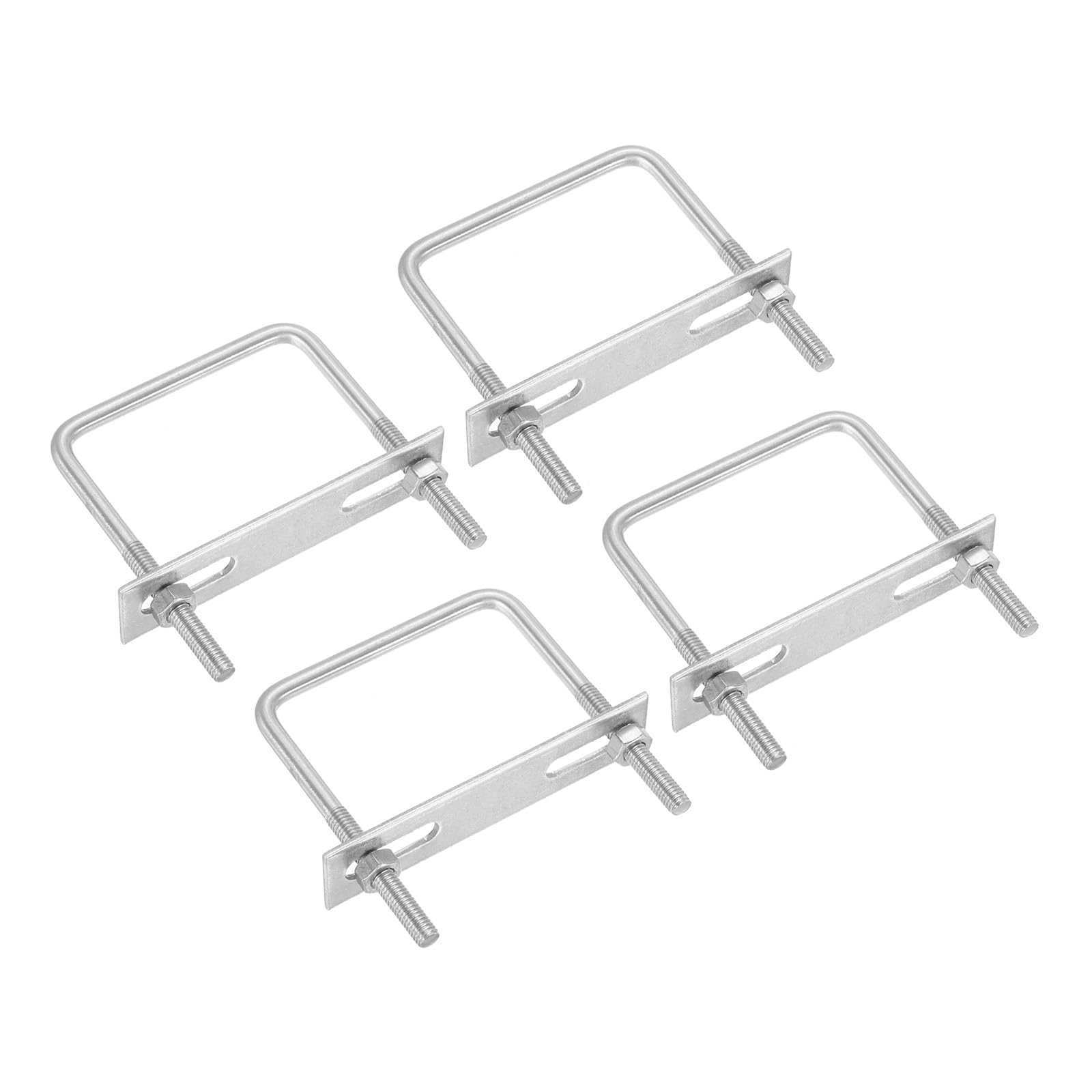 PATIKIL M6x65x80mm Square U-Bolts Kit, 4Set 304 Stainless Steel Square U Shaped Bolts Replacement Parts with Frame Plates and Nuts for Ski Board Sailboat Trailer