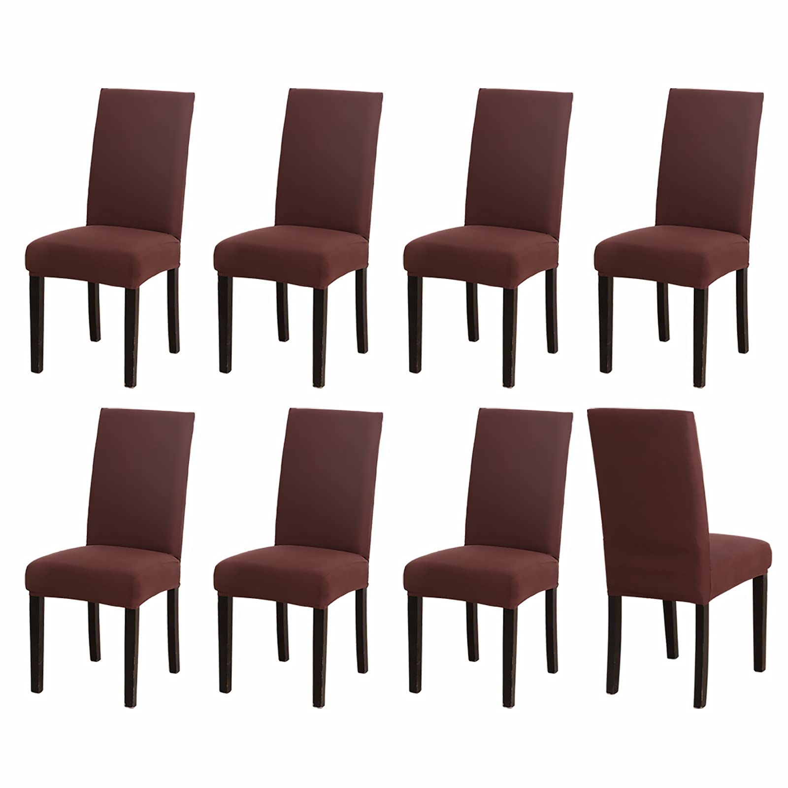 Sufdari Chair Covers 8 Brown,Stretch Dining Chair Covers, Spandex seat Covers for Dining Chairs,Elastic Washable Chair Protectors for Dining Room,Hotel,Restaurant,Banquet (8,Brown)