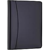 Professional Padfolio for Men & Women - Leather Portfolio Organizer with Note Pad, Zippered Closure, and Multiple Interior Pockets. Ideal for Business, Interviews, and Presentations. (Black)