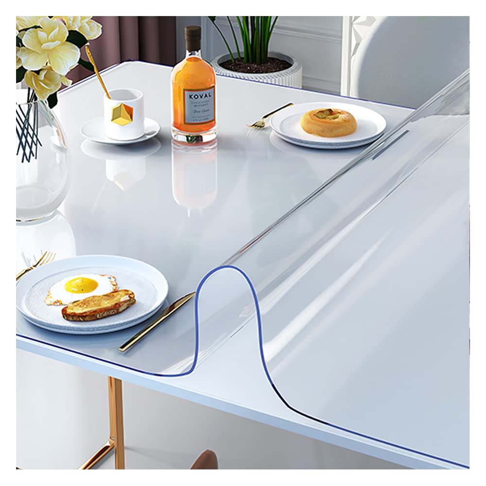 Table Protector 1.5mm Clear PVC Wipeable Clean Table Cloth Cover Odorless Waterproof Tablecloth for Home Kitchen 35.4 * 59.1 Inch(Transparent,90 * 150cm)