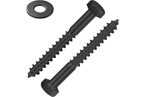 Wensilon Lag Screws Wood Screws,(55PCS, 1/4"x2", Black) Hex Head Lag Bolts,(6x50) Heavy Duty Lag Screws,304 Stainless Steel Bolts 18-8