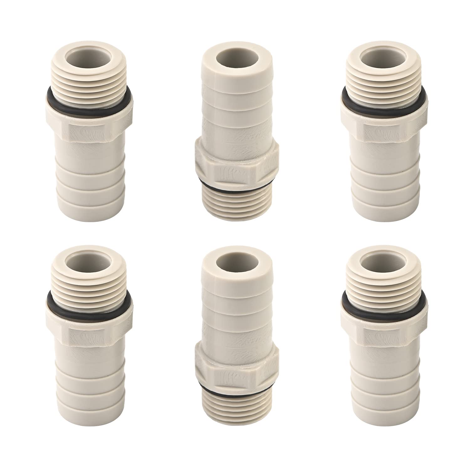 Othmro PVC Barb Hose Fitting Connector Adapter 19mm or 47/64" Barbed x 1/2" G Male Pipe 6pcs