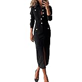Conshvi Denim Dress for Women Trendy Long Sleeve Button Down Denim Maxi Dress 2025 Fall Bodycon Slit Long Jean Dresses