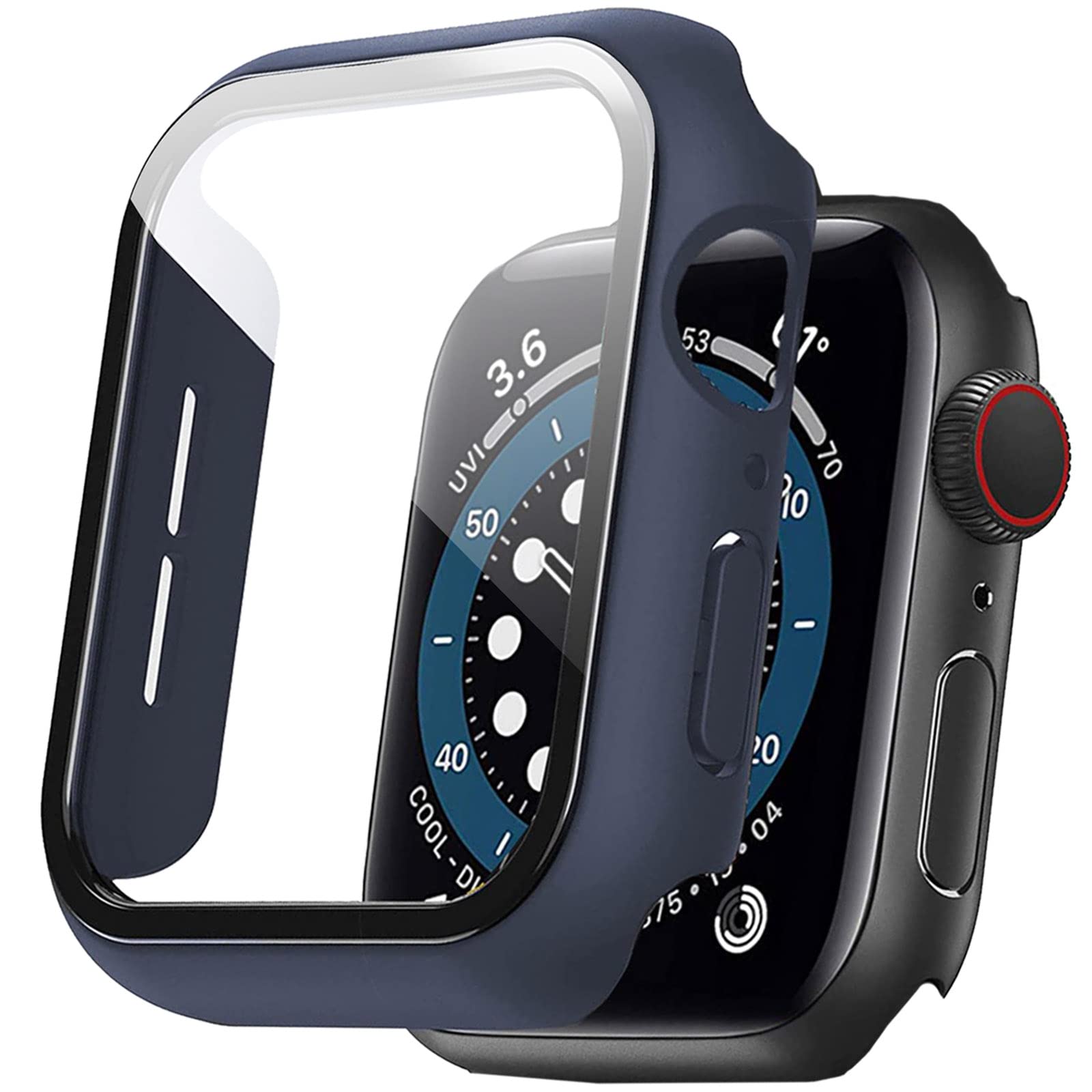 Miimall Case Compatible with Apple Watch SE Series 6/5 /4 40mm Tempered Glass Screen Protector, Matte Hard PC All-Around Protection Full Protective Cover for Apple Watch SE 40mm （blue）